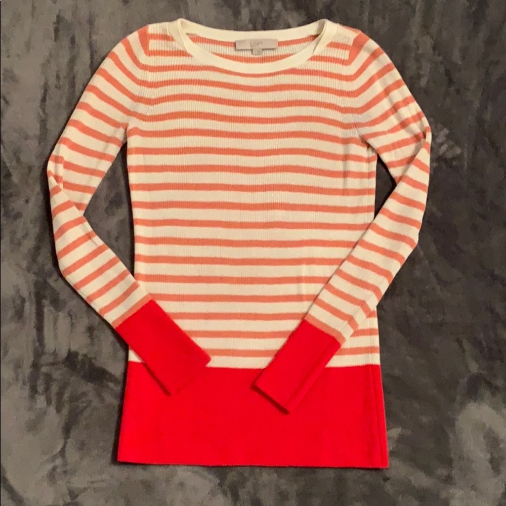 LOFT Striped Crew Neck Sweater
